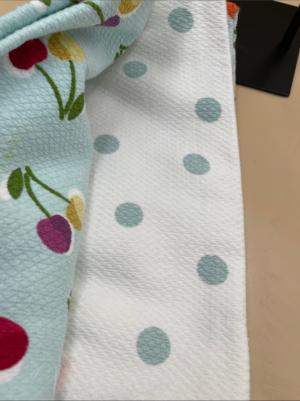 kate spade Light Blue Multicolor Cherry Print Kitchen Hand Towels 3 total - Picture 2 of 3